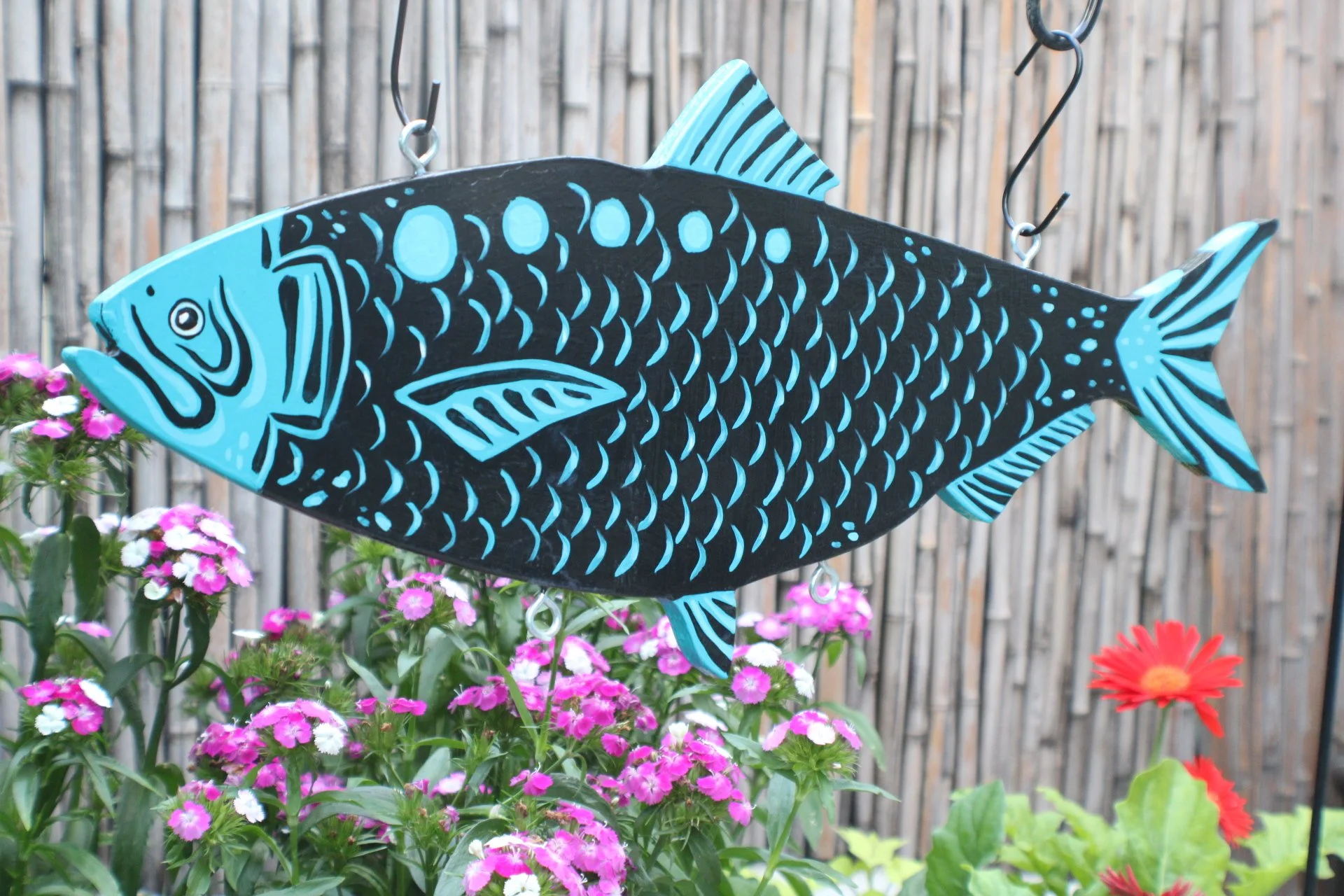 屏風  「魚釣り」直筆サイン付き Vintage Salmon Idaho 8.5 Inch Felt Pennant Fish Graphic